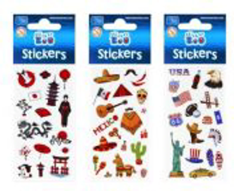 Abtibilduri - Calatorii USA, Japonia, Mexic, set 16-19 buc, Sticker Boo, 489560