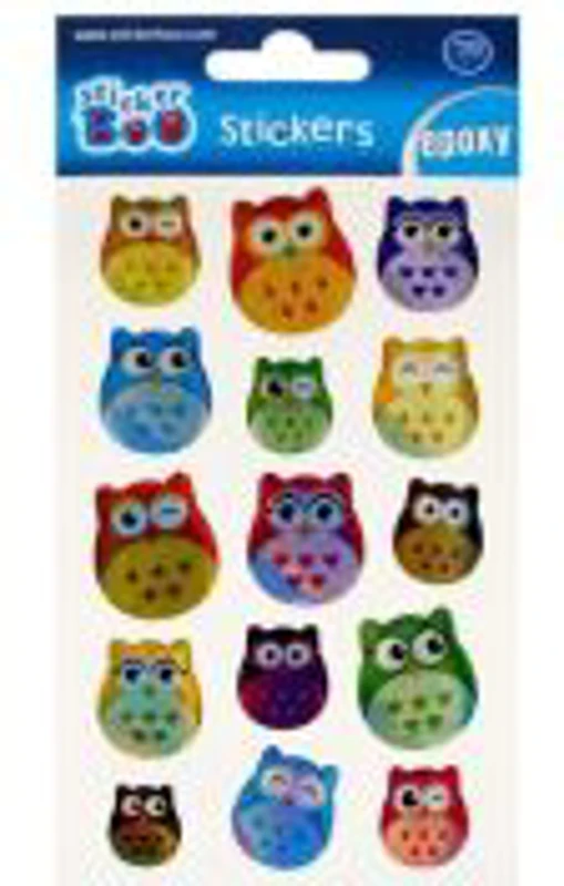 Abtibilduri - bufnite mari, set 15 buc, Sticker Boo, 493729