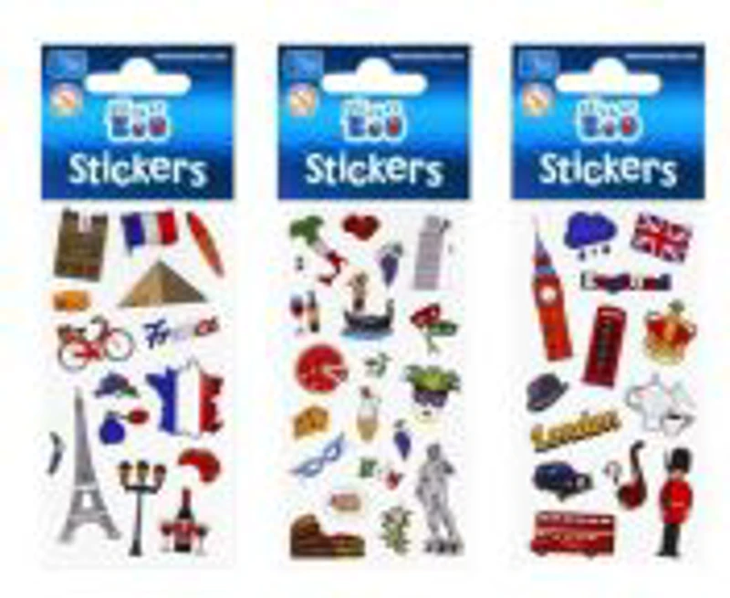 Abtibilduri - calatorii Italia, Anglia, Franta, set 13-15 buc, Sticker Boo, 489559