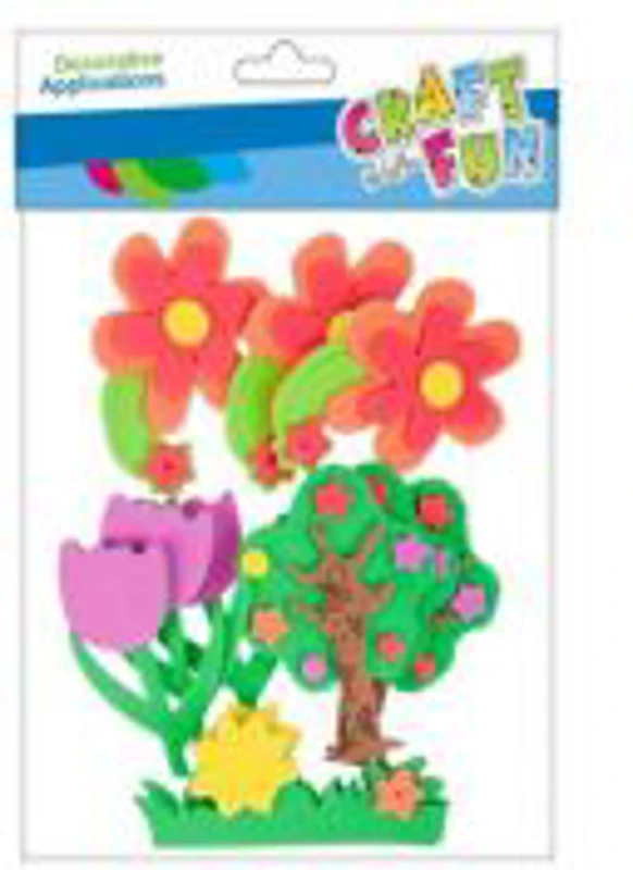 Forme decorative - hartie gumata autoadeziva - flori, copaci, diverse culori, set 12 buc, Craft with Fun, 463742