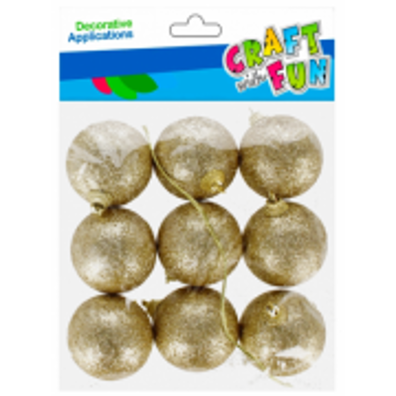 Globuri brad Craciun Craft with Fun 521634, auriu, 5cm, set 9 buc