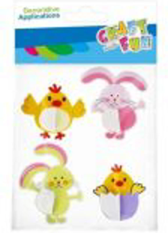 Abtibilduri - pui/iepurasi Paste 10x17cm, Craft with Fun, 531799, set 4 buc