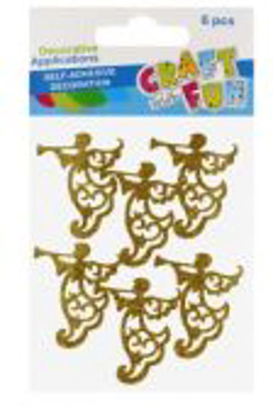 Accesorii creatie - stickere autoadezive - ingeri decorativi, aurii, 10x17 cm, set 6 buc, Craft with Fun 521540