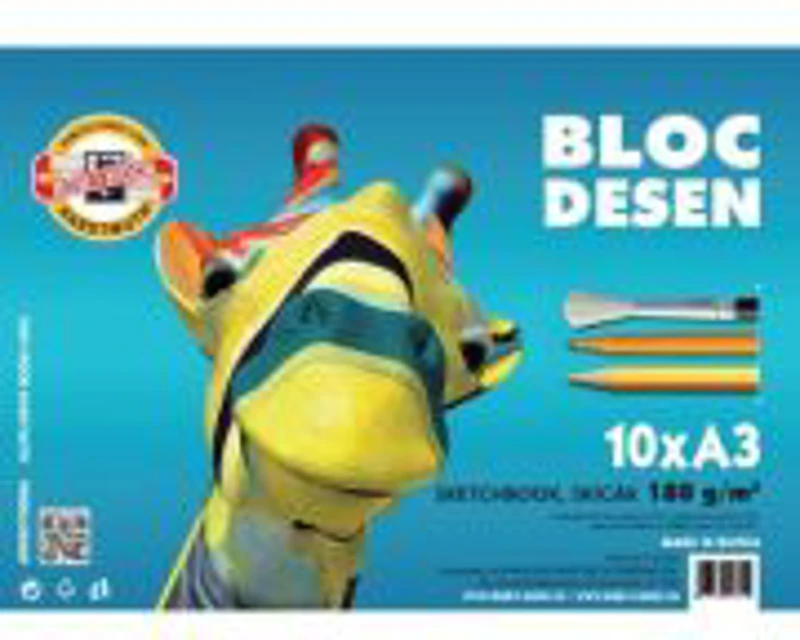 Bloc de desen A3 Koh-i-noor, Girafa, 10 file, 180g/mp, K99200A3006SF