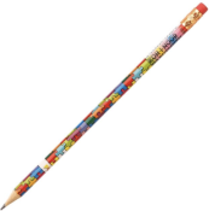 Creion grafit Koh-I-Noor, HB, corp rotund, cu guma de sters, model puzzle