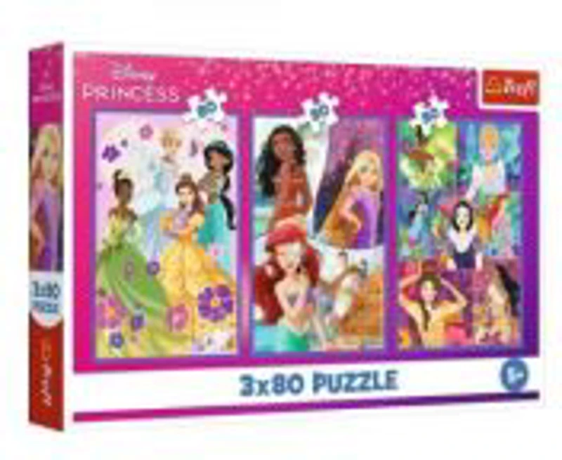Puzzle carton 3in1, 3x80 piese Princess, Trefl