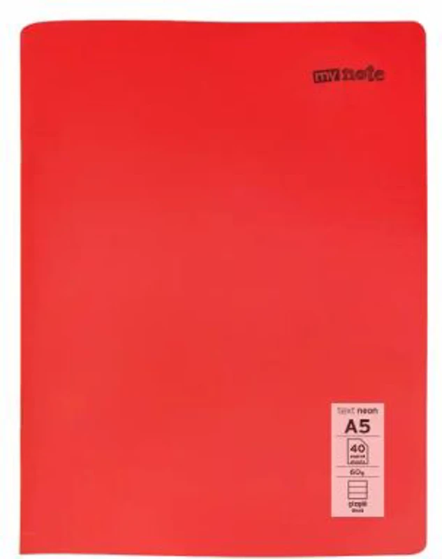 Caiet capsat Mynote, format A5, 40 file offset 60 g/mp, liniatura dictando, coperta PP neon, mix de 8 culori