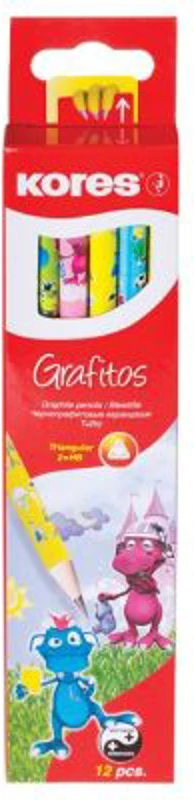 Creioane grafit Kores Grafitos Fantasy Dragons, corp triunghiular (KS92852)