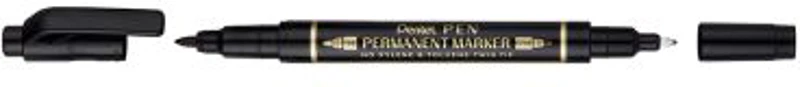 Marker permanent Pentel TWIN TIP 0. 3/1. 2 mm negru, rezistent, durabil, cerneala rezistenta la apa