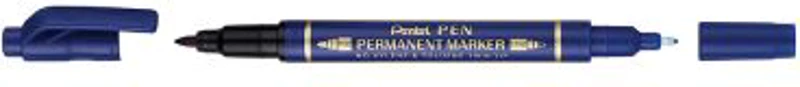 Marker permanent Pentel TWIN TIP 0. 3/1. 2 mm albastru, rezistent, durabil, cerneala rezistenta la apa