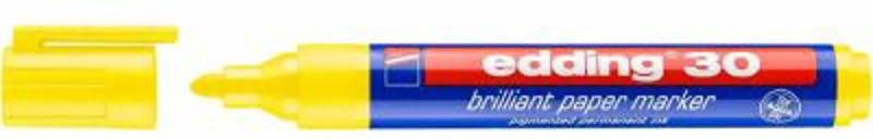 Marker permanent Edding 30, corp din plastic reciclabil, varf rotund, 1. 5-3 mm, galben