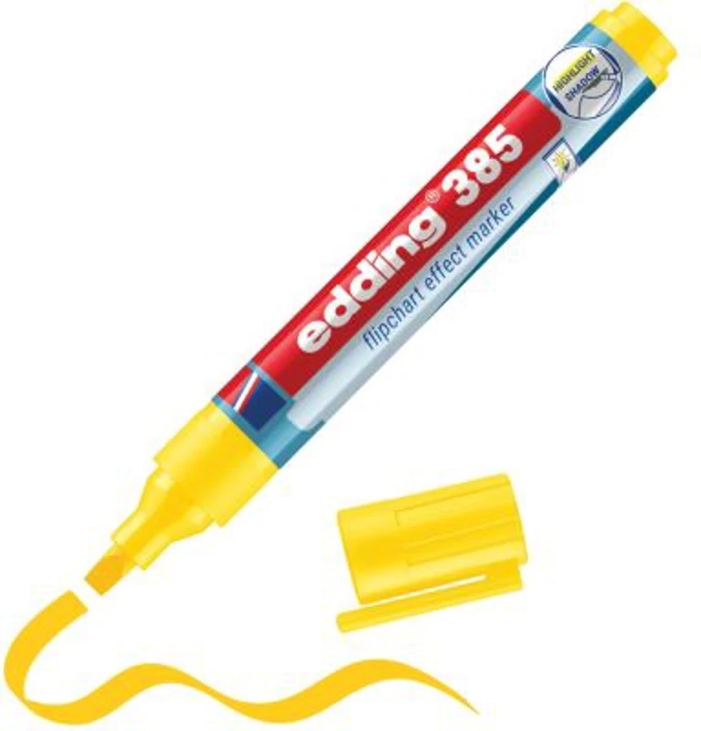 Marker flipchart Eedding Ecoline 385, corp din plastic reciclat, varf pensula flexibil, 1-5 mm, galben