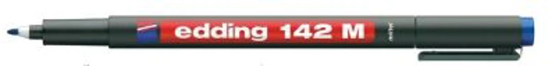 Marker permanent Edding OHP 142M, corp plastic, varf rotund, 1 mm, albastru
