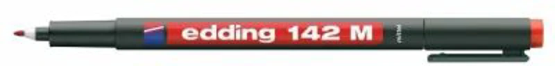 Marker permanent Edding OHP 142M, corp plastic, varf rotund, 1 mm, rosu