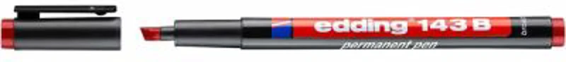 Marker permanent Edding 143 B, corp plastic, varf tesit, 1-3 mm, rosu