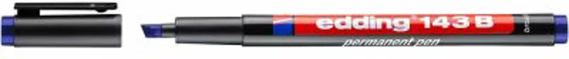 Marker permanent Edding 143 B, corp plastic, varf tesit, 1-3 mm, albastru