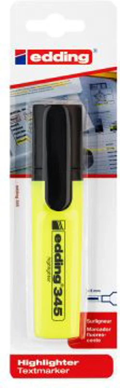 Textmarker Edding 345, varf retezat, 2-5 mm, galben, blister