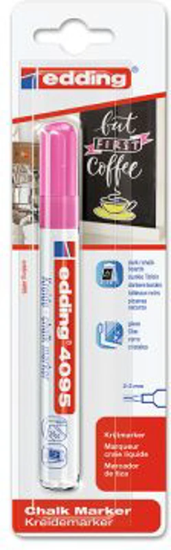 Marker Edding 4095 cu creta lichida, varf 2-3 mm, roz, blister