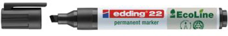 Marker permanent Edding 22 Ecoline, corp plastic, varf tesit 1-5 mm, negru