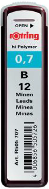 Mine creion mecanic Rotring, 0. 7 mm, B, 12 bucati/cutie