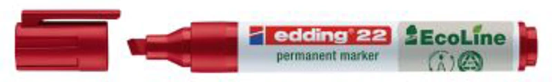 Marker permanent Edding 22 Ecoline, corp plastic, varf tesit 1-5 mm, rosu