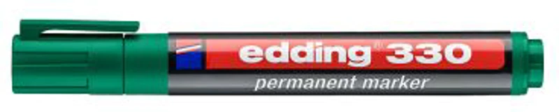 Marker permanent Edding 330, corp plastic, varf retezat, 1-5 mm, verde