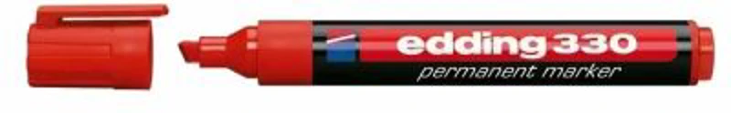 Marker permanent Edding 330, corp plastic, varf retezat, 1-5 mm, rosu