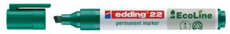 Marker permanent Edding 22 Ecoline, corp plastic, varf tesit 1-5 mm, verde