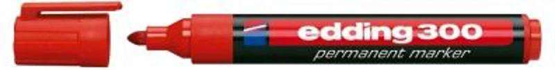 Marker permanent Edding 300, corp plastic, varf rotund, 1. 5-3 mm, rosu