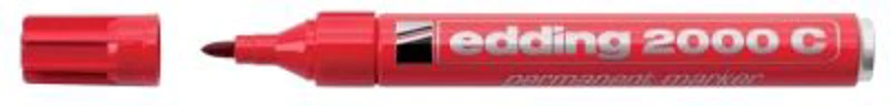 Marker permanent Edding 2000C, corp metalic, varf rotund, 1. 5-3 mm, rosu
