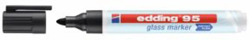 Marker Edding 95, suprafata sticla, varf rotund 1. 5-3mm, negru