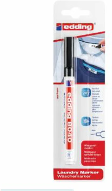 Marker Edding 8040, pentru etichetele textile, varf rotund 1 mm negru, blister