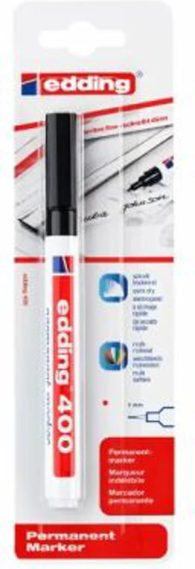 Marker permanent Edding 400, varf rotund 1 mm, negru, blister