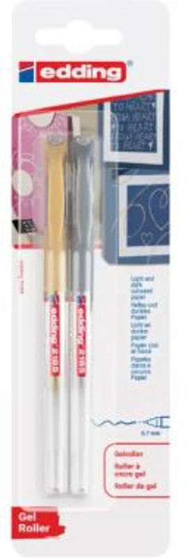 Roller Edding 2185 cu gel, varf 0. 7mm auriu/argintiu, blister