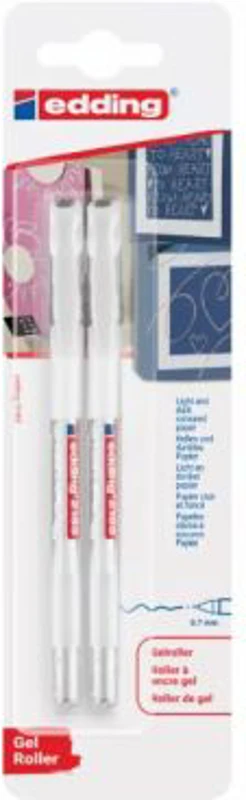 Roller Edding 2185 cu gel, varf 0. 7mm alb, blister