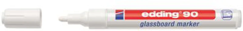 Marker Edding 90 tabla de sticla varf 2-3 mm alb