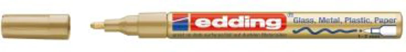 Marker permanent Edding 751 cu vopsea, corp metalic, varf rotund, 1-2 mm, auriu