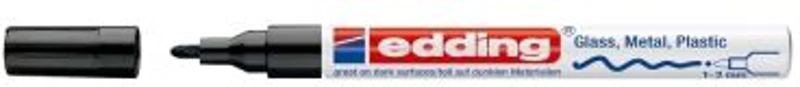 Marker permanent Edding 751 cu vopsea, corp metalic, varf rotund, 1-2 mm, negru