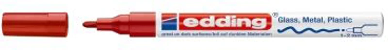 Marker permanent Edding 751 cu vopsea, corp metalic, varf rotund, 1-2 mm, rosu