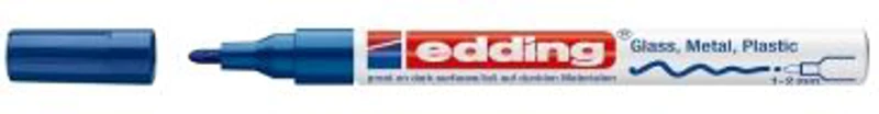 Marker permanent Edding 751 cu vopsea, corp metalic, varf rotund, 1-2 mm, albastru
