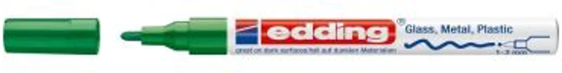 Marker permanent Edding 751 cu vopsea, corp metalic, varf rotund, 1-2 mm, verde