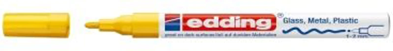 Marker permanent Edding 751 cu vopsea, corp metalic, varf rotund, 1-2 mm, galben