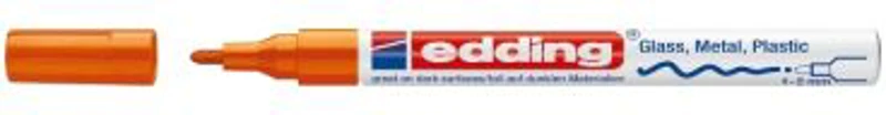 Marker permanent Edding 751 cu vopsea, corp metalic, varf rotund, 1-2 mm, portocaliu