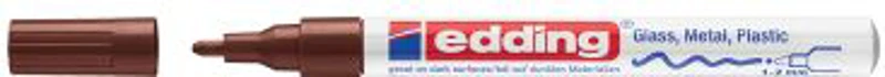 Marker permanent Edding 751 cu vopsea, corp metalic, varf rotund, 1-2 mm, maro