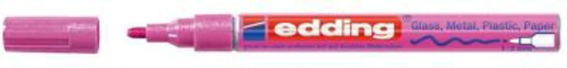 Marker permanent Edding 751 cu vopsea, corp metalic, varf rotund, 1-2 mm, roz