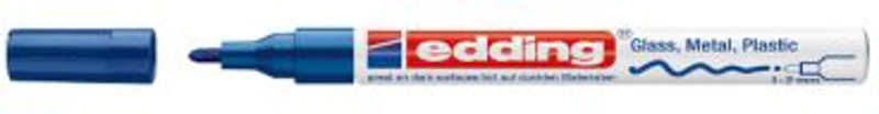 Marker permanent Edding 751 cu vopsea, varf rotund, 1-2 mm, bleu