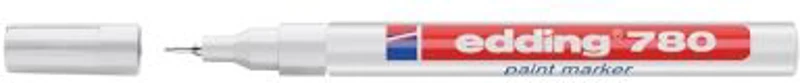 Marker permanent Edding 780, cu vopsea, corp aluminiu, varf rotund, 0. 8 mm, argintiu