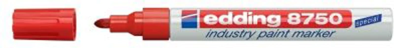 Marker permanent Edding 8750, cu vopsea, corp aluminiu, varf rotund, 2-4 mm, rosu