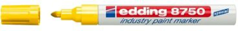 Marker permanent Edding 8750, cu vopsea, corp aluminiu, varf rotund, 2-4 mm, galben