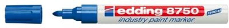 Marker permanent Edding 8750, cu vopsea, corp aluminiu, varf rotund, 2-4 mm, albastru